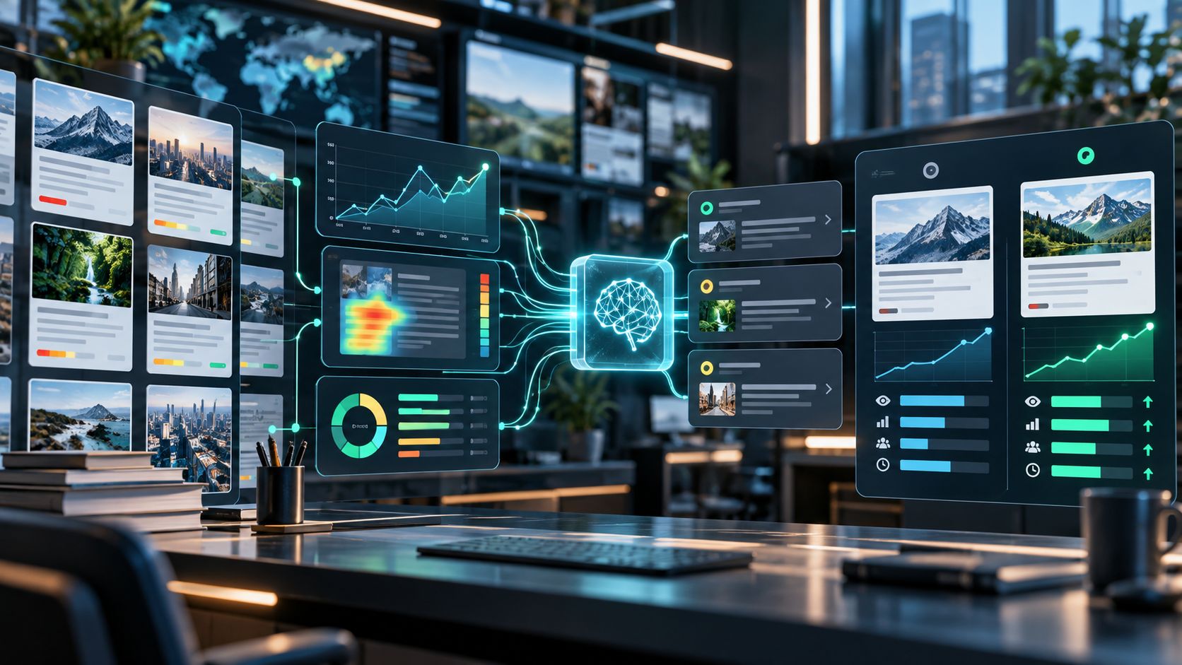 Anonymous AI content intelligence dashboard diagnosing article performance and ranking editorial fixes