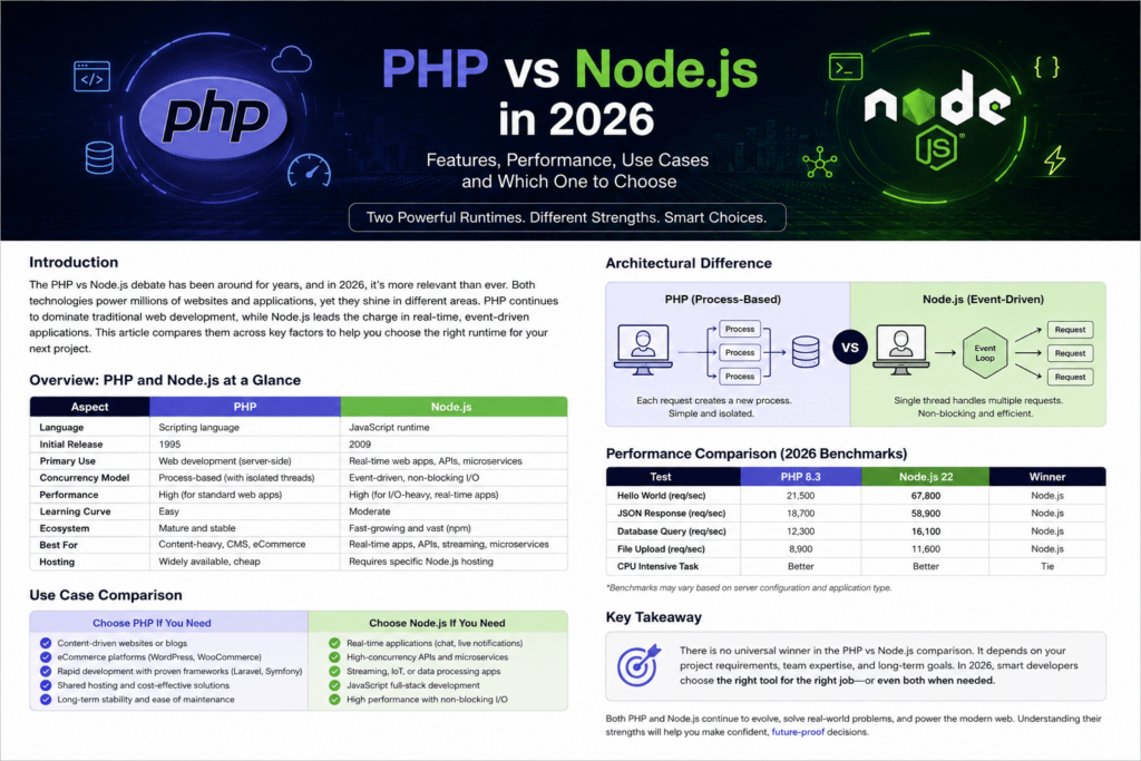 Modern Backend Architecture – PHP vs Node.js 2026